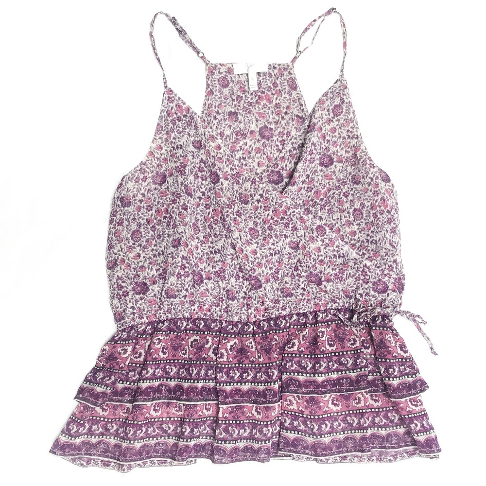 🌸 JOIE - BoHo Print Elastic Waist Peplum 💯 Silk!